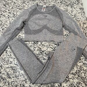 Gymshark Heather Gray Top (L) and leggings (M) set